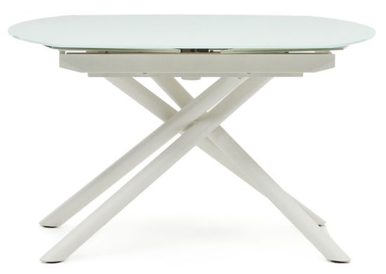 Vashti Раздвижной стол из стекла и МДФ со стальными ножками белого цвета 130(190) x 100 см