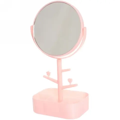 Зеркало настольное с органайзером «High Tech - Monako», двустороннее, цвет розовый, 16,5*30см