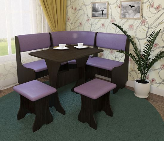 Кухонный уголок compatto "Оливьер" (Венге/Кожзам Marvel Viola (AT)) EsandwichKУ-02