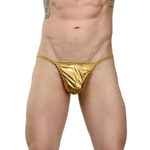 Мужские золотистые трусы-стринги (Размер: S-M) (Цвет: золотистый)