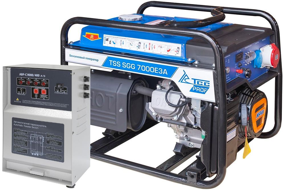 Бензиновый генератор трехфазный TSS SGG 7000E3A - [7 кВт / 13 А] эл. старт, АКБ, с блоком АВР