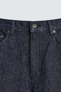 ZARA ДЖИНСЫ STRAIGHT FIT ИЗ ХЛОПКА И КОНОПЛИ, СИНИЙ