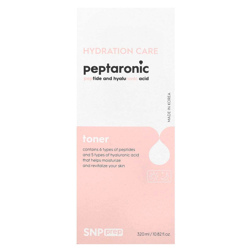 SNP, Prep Peptaronic, пептиды и гиалуроновая кислота, тонер, 320 мл (10,82 жидк. унции)
