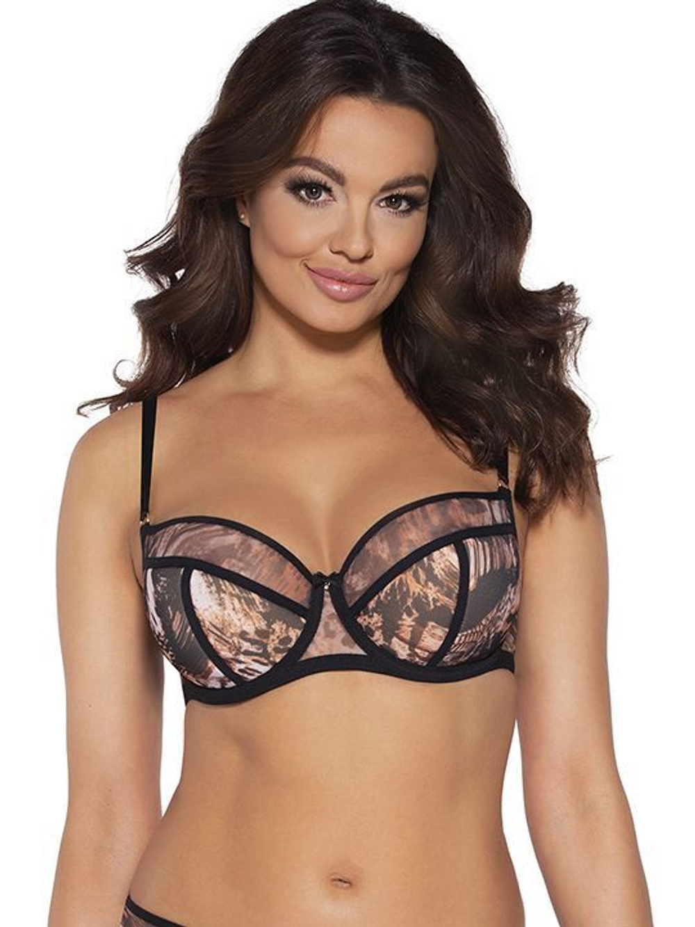 Бюстгальтер plus size хищной расцветки (Размер: 105E) (Цвет: тигровый)