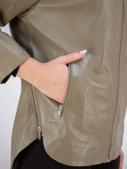 Куртка кожаная натуральная оверсайз с капюшоном