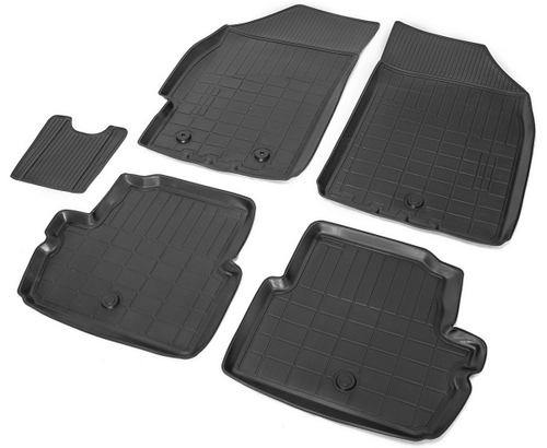 Коврики в салон автомобиля Rival для Chevrolet Spark III поколение хэтчбек 2009-2016 2020-н.в./Ravon R2 хэтчбек 2016-2020, полиуретан, с крепежом, 5 частей, 11006001