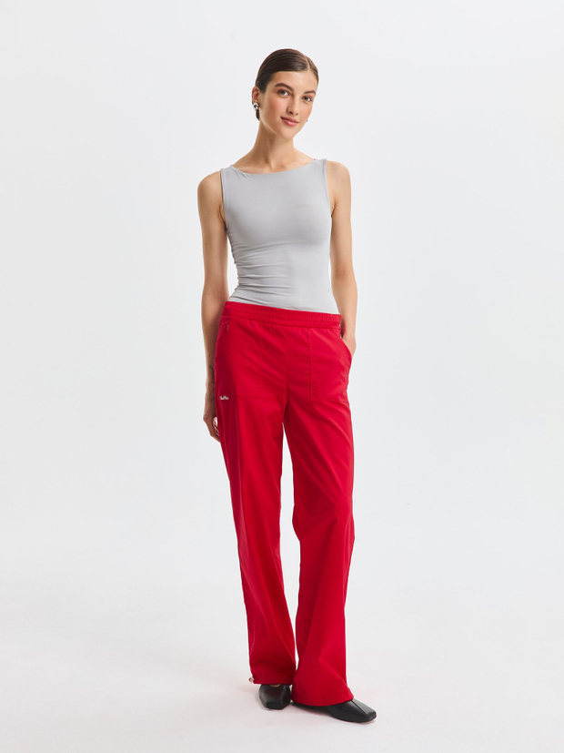Брюки свободные медицинские женские Йошо, красный хлопок