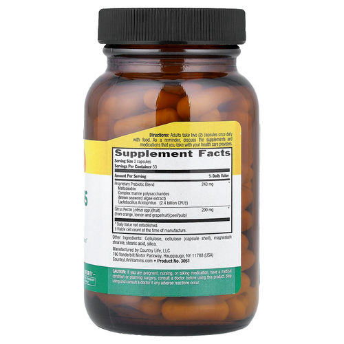 Country Life, Acidophilus с пектином, 100 веганских капсул