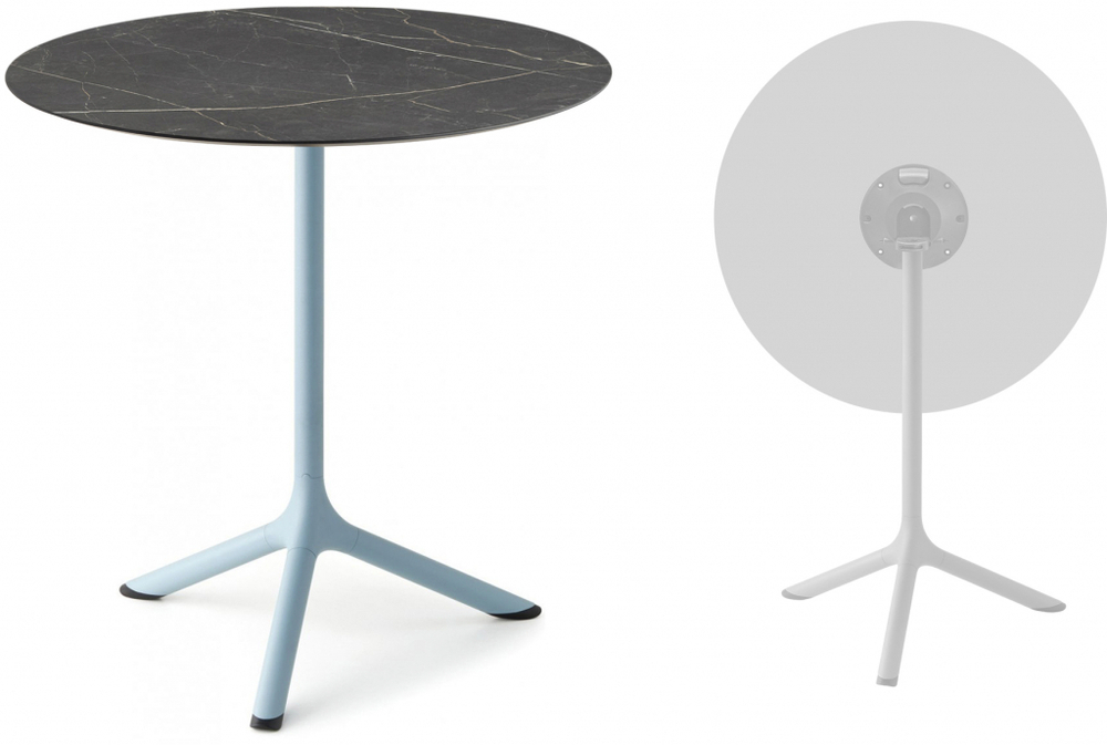 Стол ламинированный обеденный складной Scab Design Tripe Folding, голубой, черный мрамор Сахара