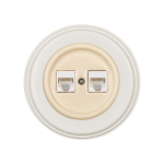 Розетка RJ45 информационная двойная, керамика, цвет Песочное золото B1-302-04