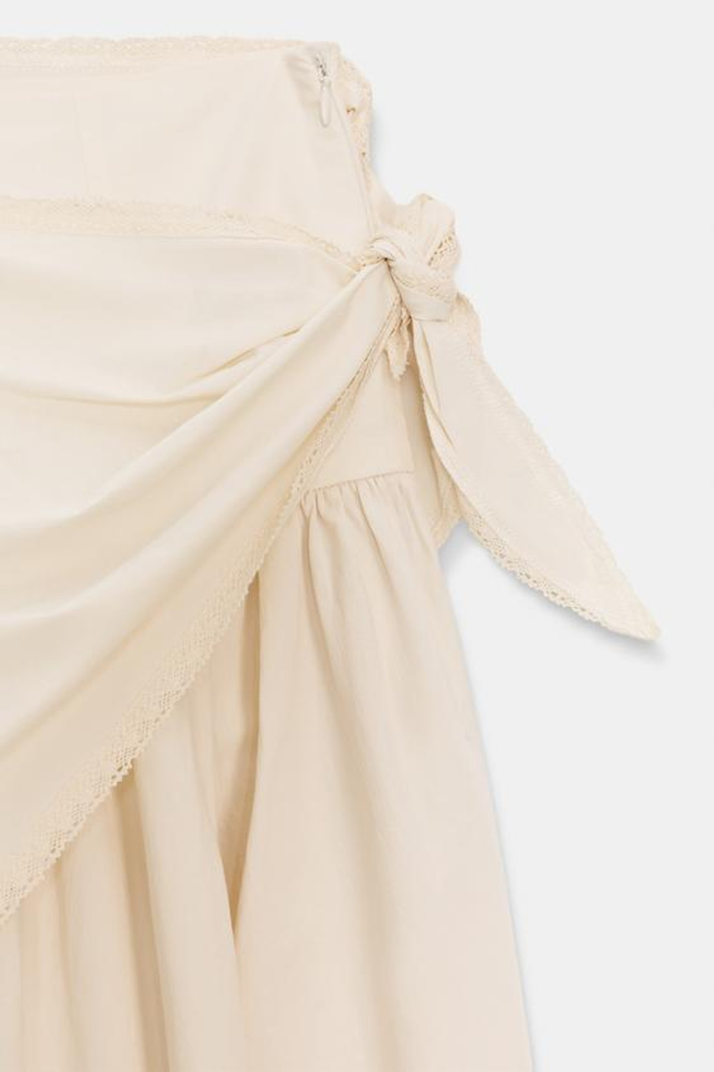 ZARA ЮБКА МИДИ ОБЪЕМНОГО КРОЯ В ВИДЕ ПЛАТКА, ЭКРЮ