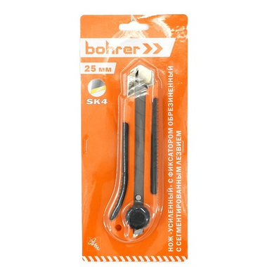 Нож Bohrer с выдвижными лезвиями 25 мм усиленный, двухкомпонентная ручка, регулируемый фи(сталь SK4)