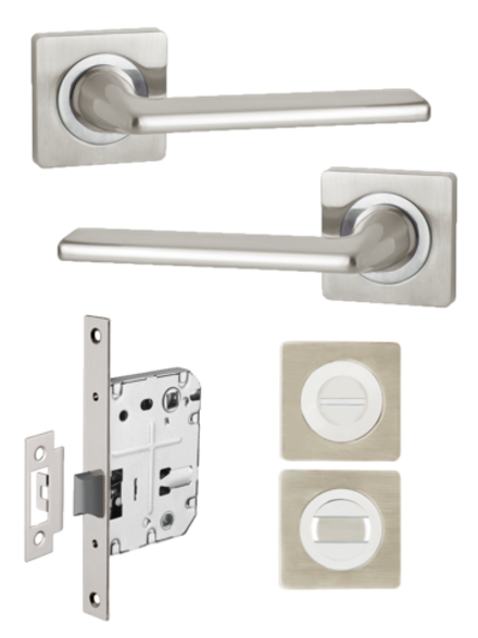 Дверная ручка c сантехнической защелкой и фиксатором TREND