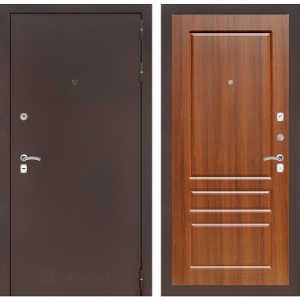 Дверь входная Лабиринт CLASSIC антик медный 03 - Орех бренди металлическая
