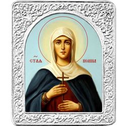 Святая Нонна. Маленькая икона в серебряной раме.