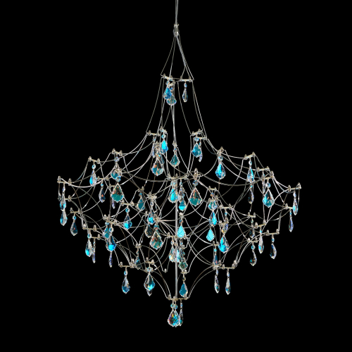 Подвесная люстра светодиодная с пультом и хрустальными подвесками Swarovski MyFar Allegria MR2641-66P-50SL