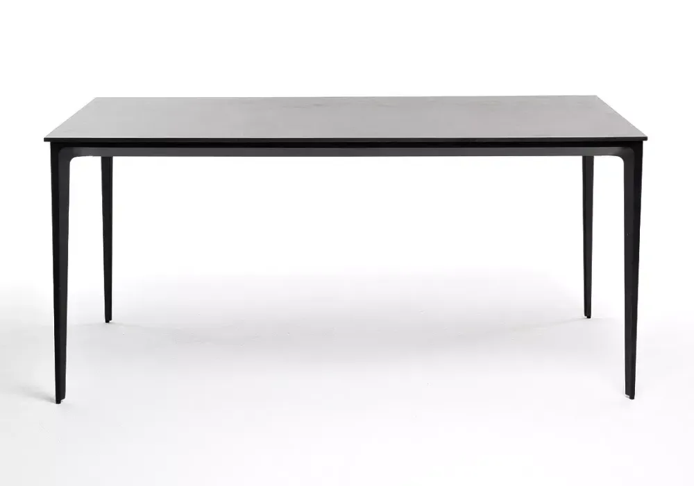 "Малага" обеденный стол из HPL 160х80см, цвет "серый гранит", каркас черный