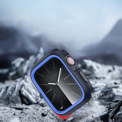 Чехол-бампер для часов Apple Watch 44мм для моделей 4, 5, 6 и SE, черный с синими вставками (Midnight/Blue) от Dux Ducis, серия Bamo Series Case
