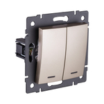 Выключатель 2-клавишный 10А/250В с LED подсветкой, изогнутый, золотой Kollinger REA-R-008GD для Aspekt, Eleganz, Reflex