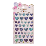 Наклейки Сердечки с голографическим эффектом 20*11см, бирюзовые