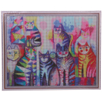 Алмазная мозаика на подрамнике с полным заполнением «МИР ЯРКИХ КРАСОК», котики, 40*50см