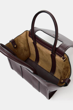 ZARA СУМКА-СИТИБЭГ С КЛАПАНОМ, БОРДОВО-КРАСНЫЙ