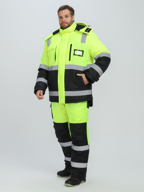 Костюм зимний сигнальный PROFLINE Specialist (тк.Оксфорд PU) брюки, желтый/черный