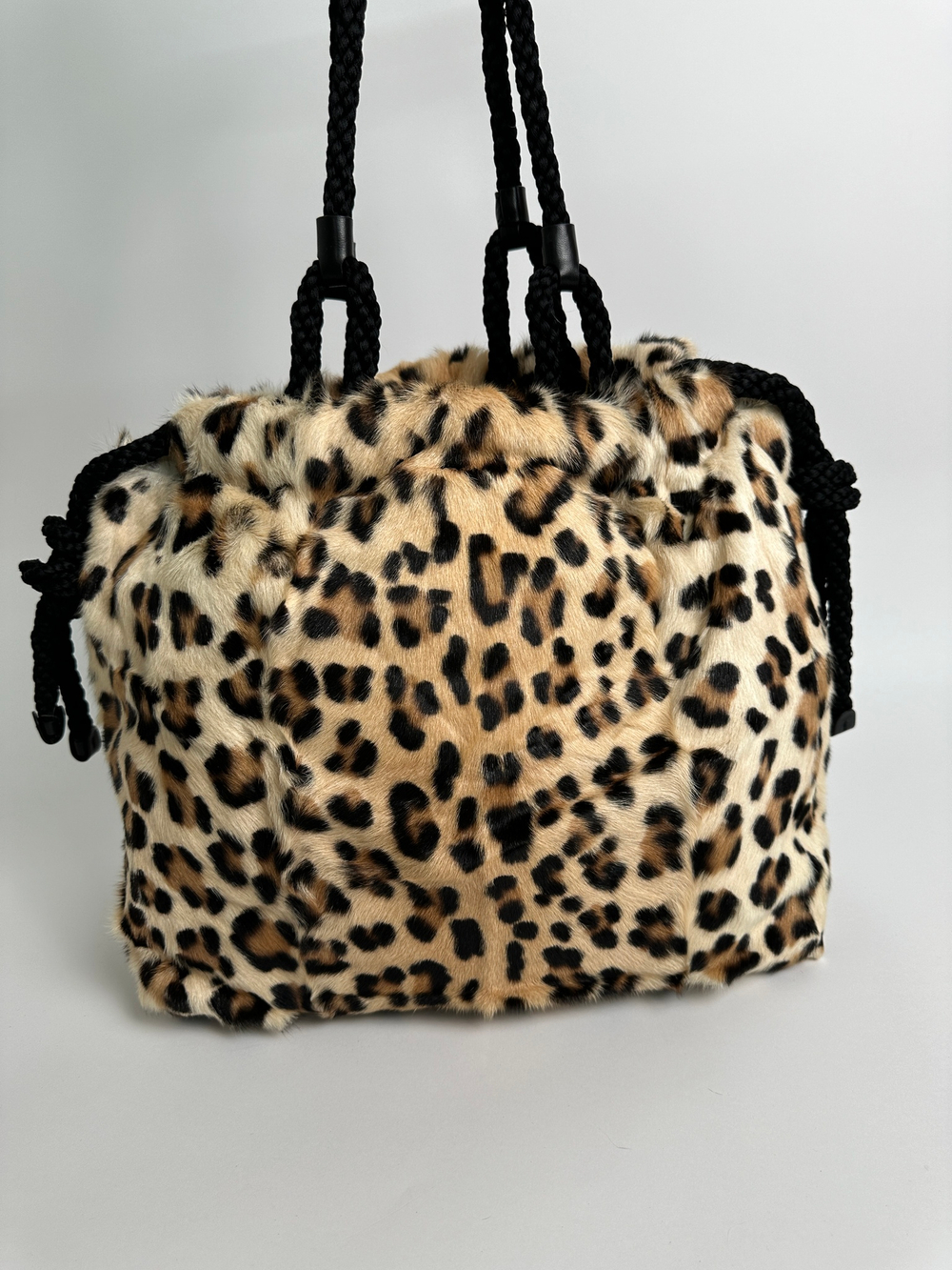 Сумка Miu Miu brown leopard fur tote bag black beige