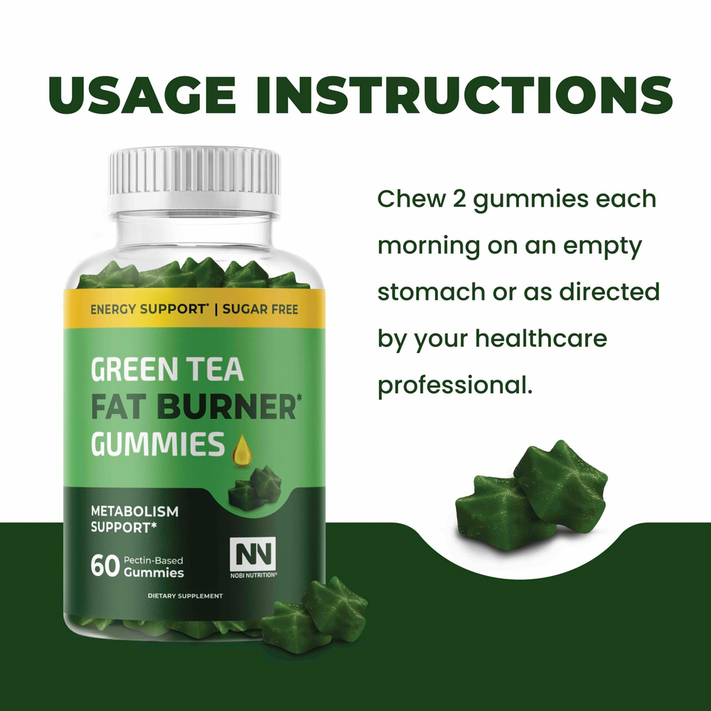 Nobi Nutrition, Жиросжигающие жевательные таблетки с зеленым чаем, 60 жевательных таблеток на основе пектина