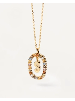 Колье Буква S серебро 925 пробы покрытое золотом