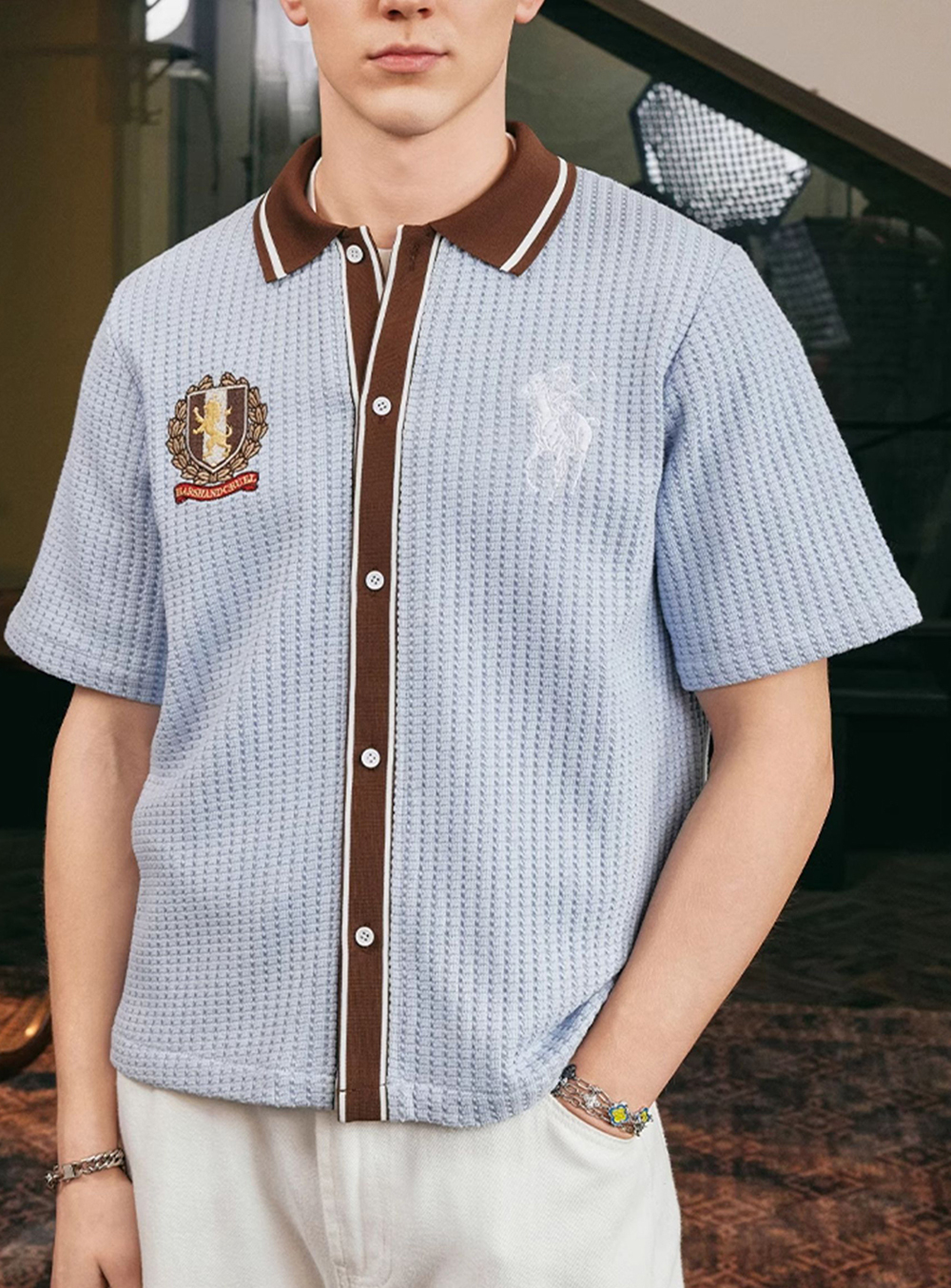 Рубашка HARSHandCRUEL Waffle Textured Polo Shirt