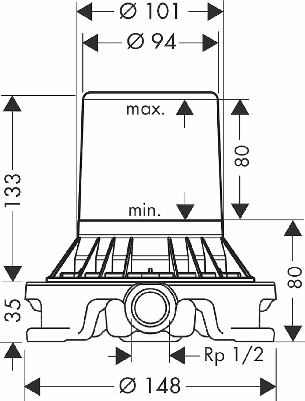 Скрытая часть для напольного смесителя ванны Hansgrohe 10452180