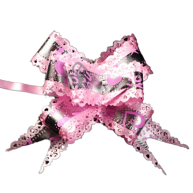 Бант декорированный ширина 3 см, диаметр 12-14 см  розовый 1 шт