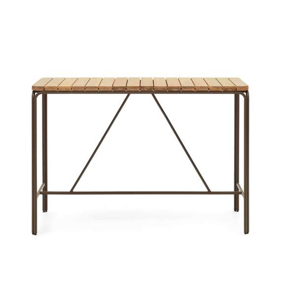 Salguer Барный стол из массива акации и коричневой стали Ø 140 x 70 см