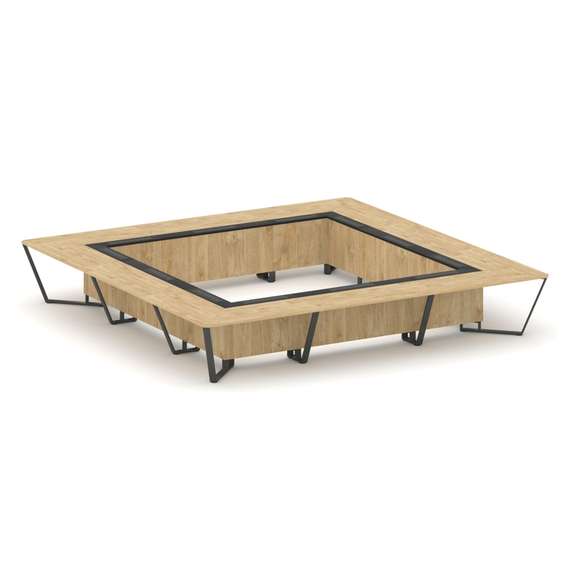 Steel Meet Стол переговорный квадратный KMK-PR.B.SP-24K Тиквуд Светлый/Графит Глянец/Металл Антрацит