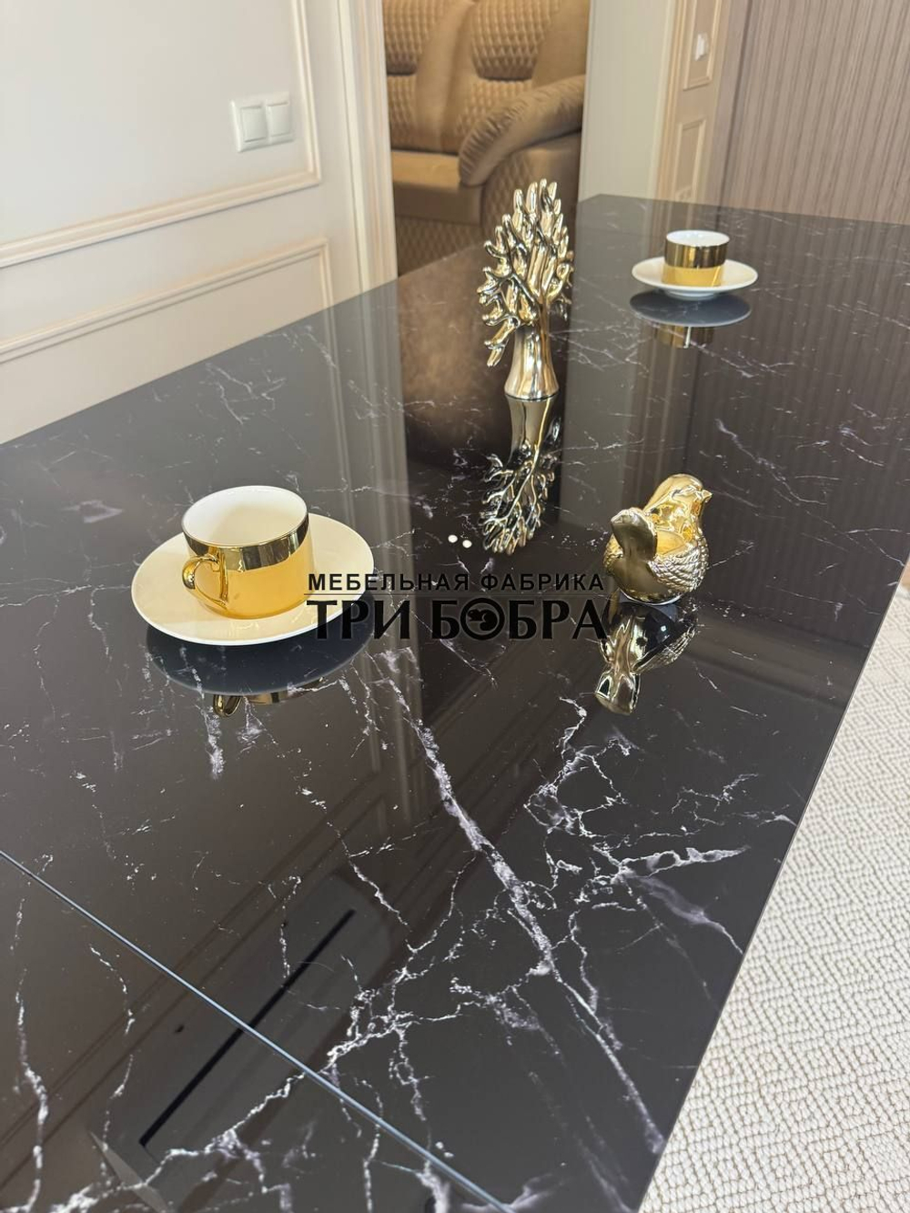 Кухонный раздвижной стол "Вирджиния", черный мрамор