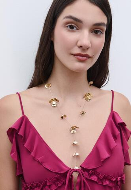 STRADIVARIUS Ожерелье-лариат с цветком, экрю