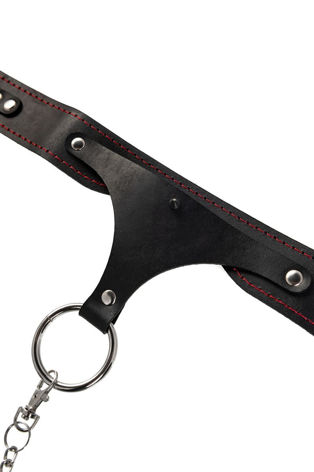 Черный высокий ошейник с поводком (Цвет: черный)