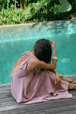 ZARA ПЛАТЬЕ МИДИ СВОБОДНОГО КРОЯ, БЛЕДНО-ЛИЛОВЫЙ