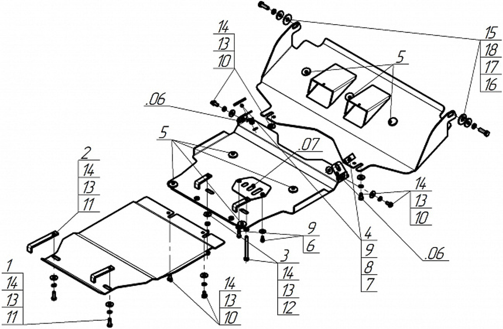 Защита картера двигателя, Переднего дифференциала, КПП. 3 мм, Сталь. для Lexus GX 470 2001-2009, Motodor.15002