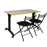 Стол Прайм C с откидной столешницей на колесах с подвесом для стульев
