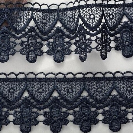 Кружево гипюр с цветами шир.60мм цв.3026 т.синий