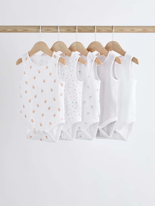 Боди без рукавов для малышей Next K79-885, 5 шт., Белый