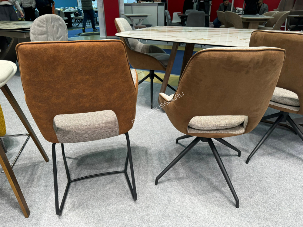 Стул DC-2012-1 бежевый/коричневый вращающийся