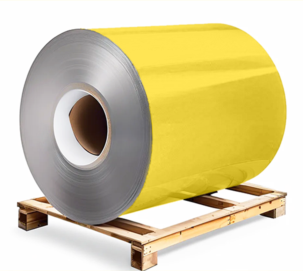 Сталь оцинкованная 0,7х1250х3000 мм RAL 1018 светло-желтый Грунт обр.стороны / защ.пленка