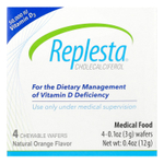 Replesta, Витамин D3, холекальциферол, с натуральным апельсином, 50 000 МЕ, 4 жевательных пластинки