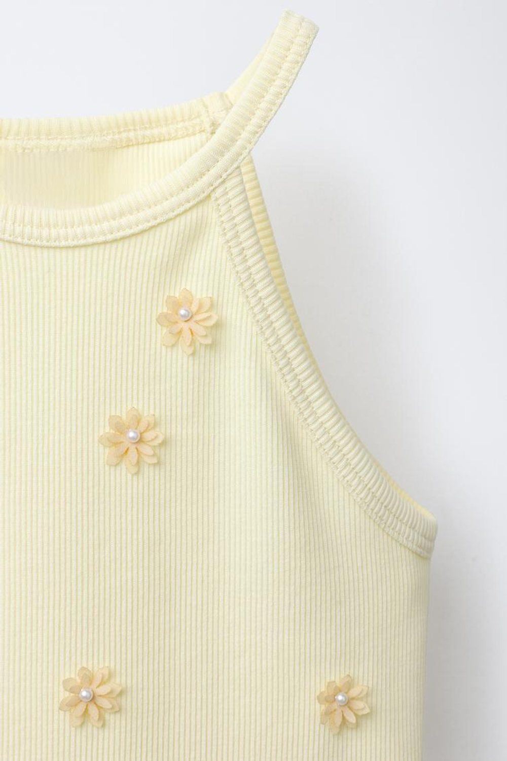 ZARA ФУТБОЛКА В РУБЧИК С БАБОЧКАМИ И ЦВЕТАМИ, ЖЕЛТЫЙ