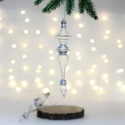 Елочные украшения «Изящные переливы» 4.5*4.5*19 см (набор 2 шт), Белый