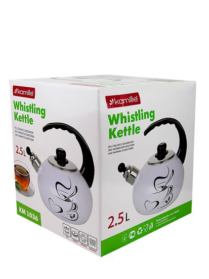Чайник 2,5 л. эмалированный со свистком Kamille KM 1036 с черной бакелитовой ручкой
