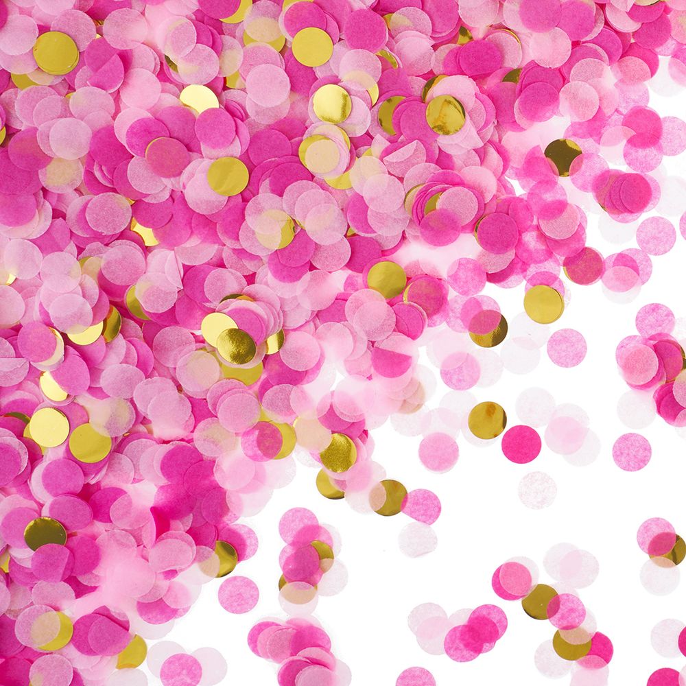 Конфетти купаж, Круг, фольга и тишью, Розовый микс, Металлик, 1 см, 50 г.